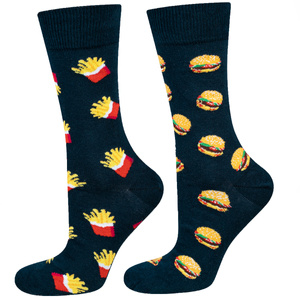 I coloratissimi calzini SOXO GOOD STUFF da uomo non abbinati all'hamburger