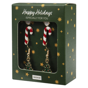 Orecchini SOXO | set di orecchini albero di Natale | Biscotto Ludek | Canne di Natale | idea regalo per lei | Natale