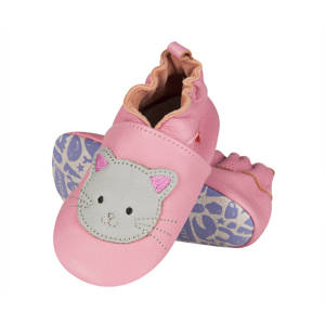 Pantofole rosa SOXO in pelle con gatto