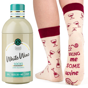 SOXO GOOD STUFF calze da donna divertenti White Wine in bottiglia regalo