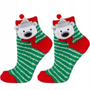SOXO calze da donna in ciniglia - "Babbo Natale"