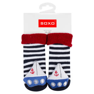 SOXO calzini blu navy per bambini con sonaglio 3D a barchetta