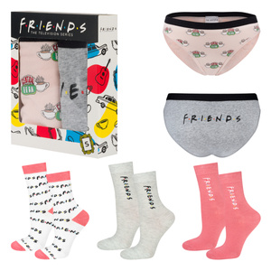 Set 2x mutandine da donna SOXO Friends e 3x calze da donna Friends | regalo per lei | rosa