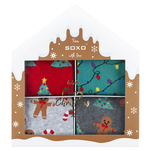 Set 4 calzini colorati da donna SOXO GOOD STUFF calzini in cotone regalo di buon Natale