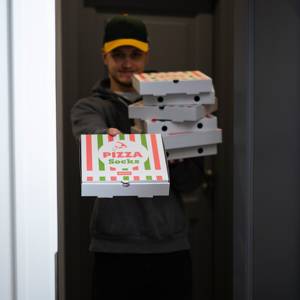 Set di 4 calzini da uomo SOXO GOOD STUFF in scatola per pizza